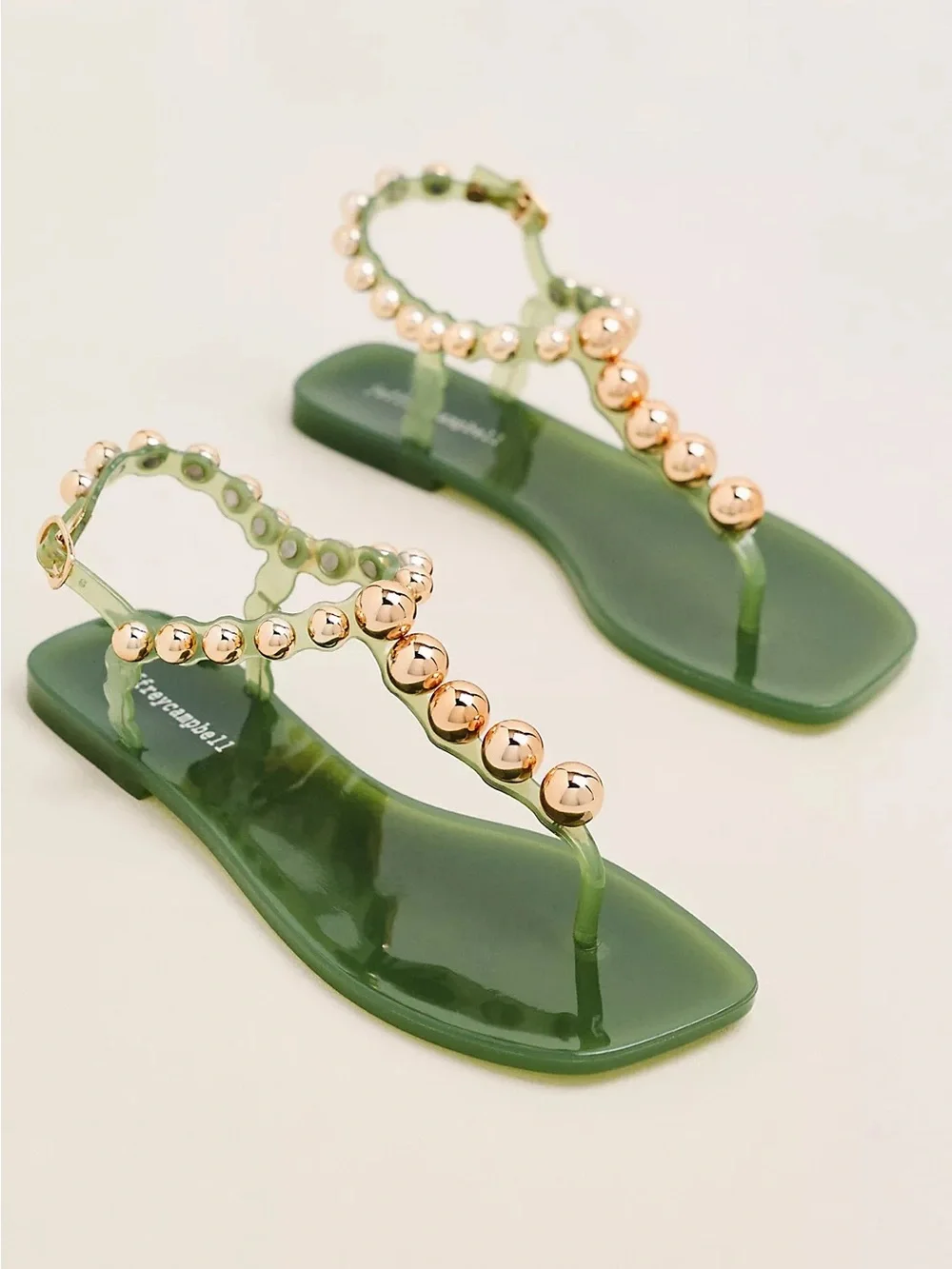 NIB Jeffrey Campbell Plated T Strap Flip-Flop Sandals